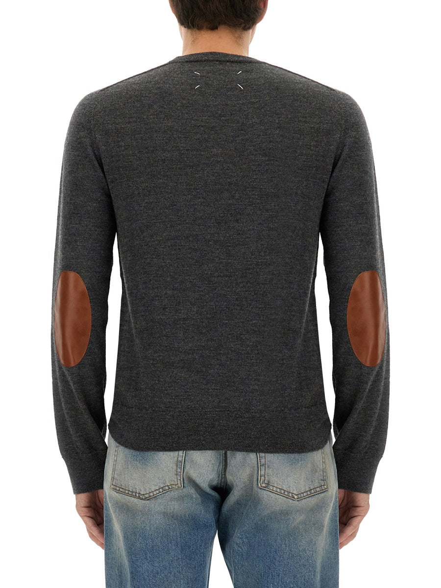 MAISON MARGIELA Wool T-Shirt with Sheepskin Detailing - Size L