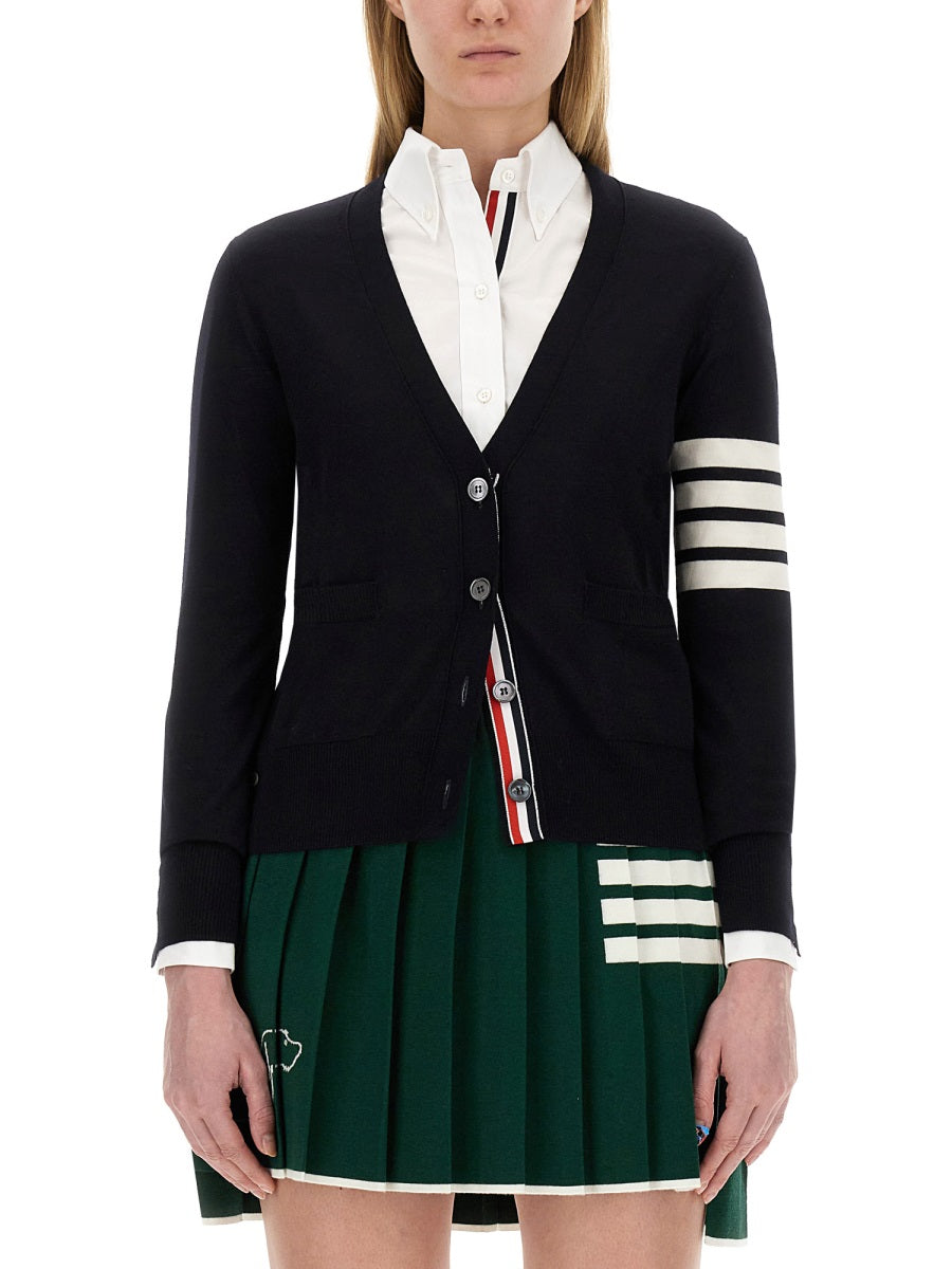 THOM BROWNE Classic Virgin Wool Cardigan - Size 40 IT