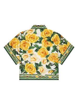 DOLCE & GABBANA Mini Short Sleeve Silk Shirt for Girls