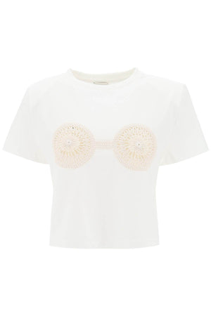 MAGDA BUTRYM Chic Cropped Cotton Tee with Crochet Detail