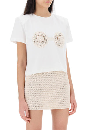 MAGDA BUTRYM Chic Cropped Cotton Tee with Crochet Detail