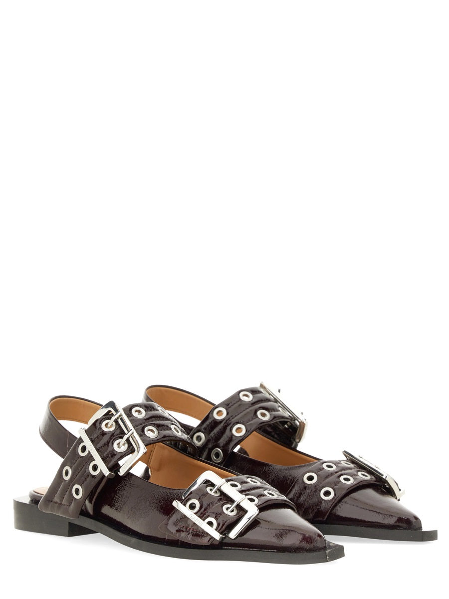 GANNI Elegant Ballerina Flats with Buckle