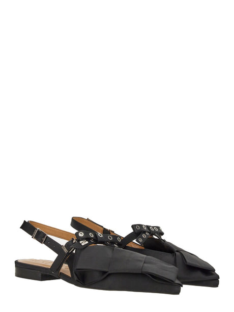 GANNI Satin Ballerina Flats (Women's)