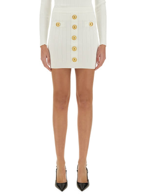 BALMAIN Chic Knit Mini Skirt with Back Zipper