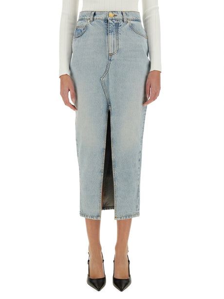 BALMAIN Chic Denim Midi Skirt - Size 36