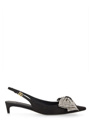 DOLCE & GABBANA Satin Sling-Back High Heels with Rhinestone Embellishments