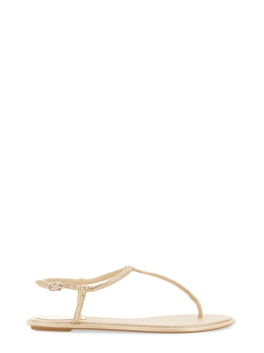 RENE CAOVILLA Mini Crystal-Embellished Flat Thong Sandals