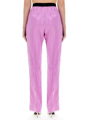 TOM FORD Regular Fit Silk Blend Logo Trousers - Size S