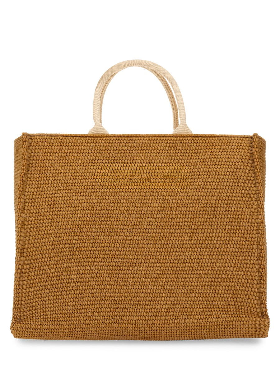 MARNI Large Raffia Effect Fabric Tote Handbag