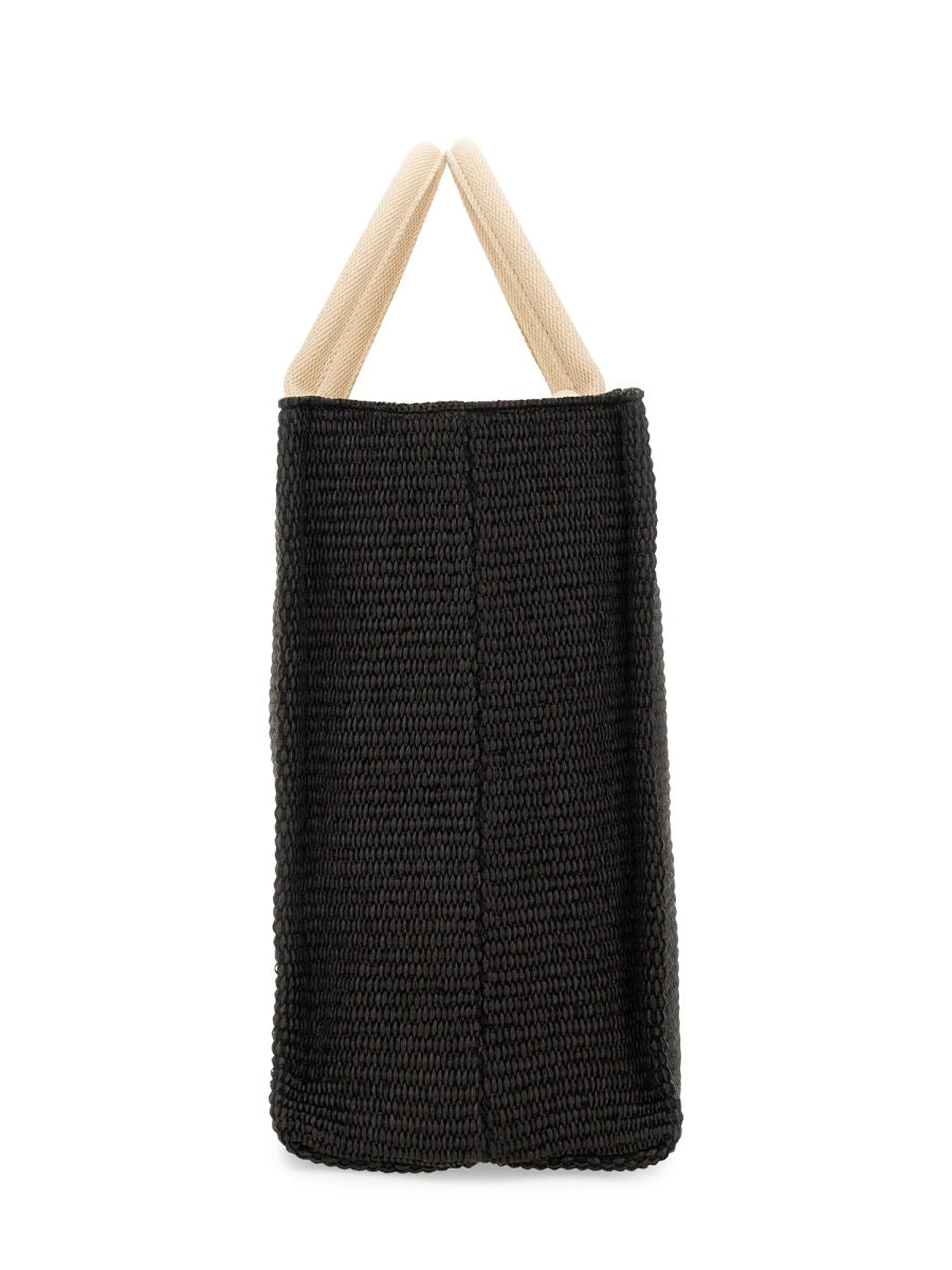 MARNI Large Raffia Effect Fabric Tote Handbag