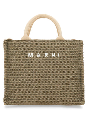 MARNI Mini Raffia Effect Fabric Small Tote Handbag