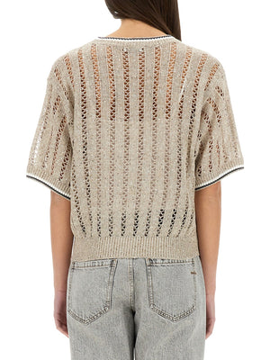 BRUNELLO CUCINELLI Perforated Mesh Sweater - Size S