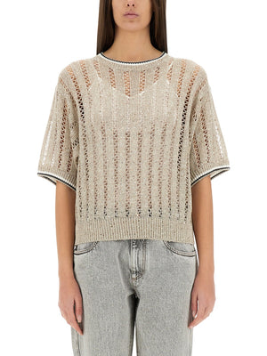 BRUNELLO CUCINELLI Perforated Mesh Sweater - Size S