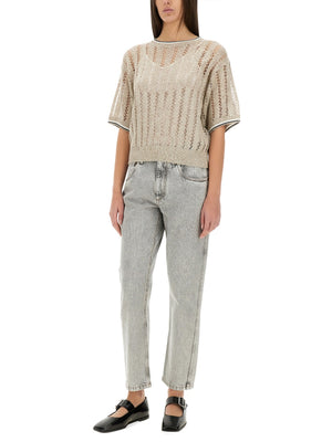 BRUNELLO CUCINELLI Perforated Mesh Sweater - Size S