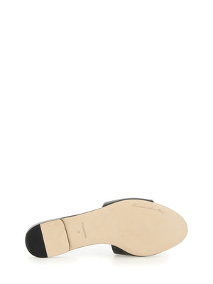 DOLCE & GABBANA Pleated Slide Sandals with Logo - 1 CM Heel