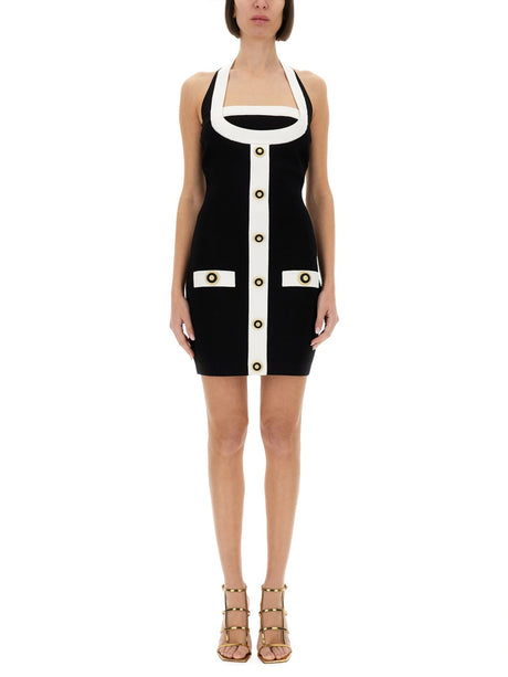 BALMAIN Two-Tone Mini Dress with Open Back - Size 38