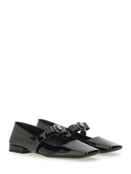 VERSACE Patent Leather Ballerina with Ribbon Detail