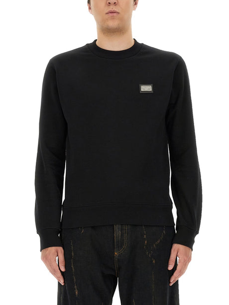 DOLCE & GABBANA Men's Logo Plaque Sweatshirt - Size 48