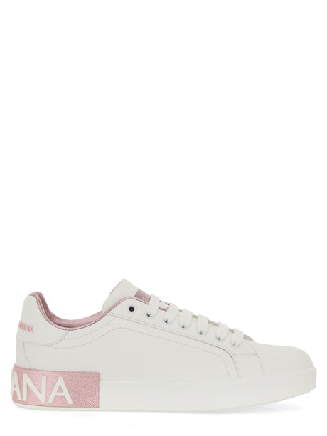 DOLCE & GABBANA Chic Leather Sneakers with 3 cm Sole for Women