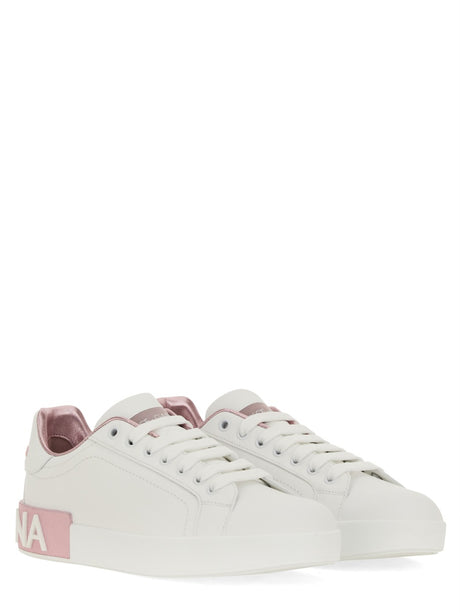 DOLCE & GABBANA Chic Leather Sneakers with 3 cm Sole for Women