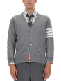 THOM BROWNE Men's Cardigan with 4-Bar Stripe - Size 3