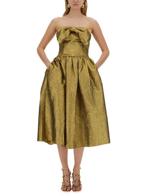 SELF-PORTRAIT Metallic Jacquard Midi Dress - Size 8 UK