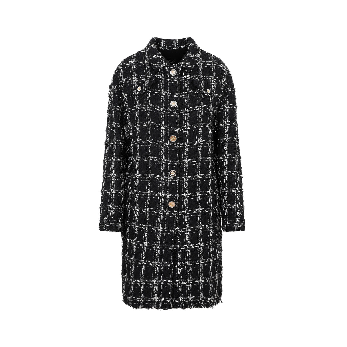 GIAMBATTISTA VALLI Checkered Design Bouclé Jacket - Women's Mini Peacoat