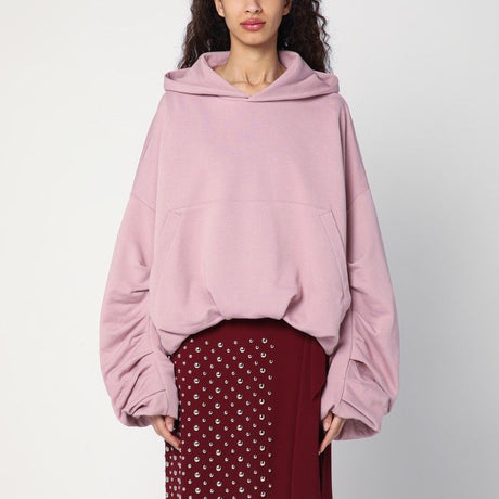 DRIES VAN NOTEN Oversized Draped Sweatshirt with Hood and Pleated Sleeves