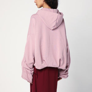 DRIES VAN NOTEN Oversized Draped Sweatshirt with Hood and Pleated Sleeves