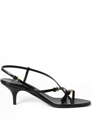 MIUMIU Men's Patent Leather Buckle Sandals with 5.5 cm Heel