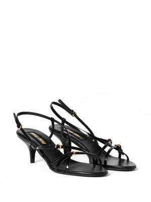 MIUMIU Men's Patent Leather Buckle Sandals with 5.5 cm Heel