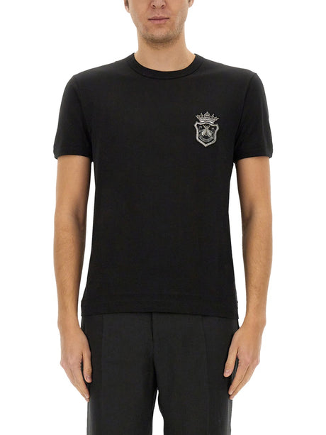 DOLCE & GABBANA Heraldic Patch Cotton T-Shirt Regular Fit - Size 48