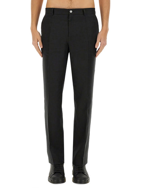 DOLCE & GABBANA Stretch Linen Tailored Pants - Regular Fit (M)