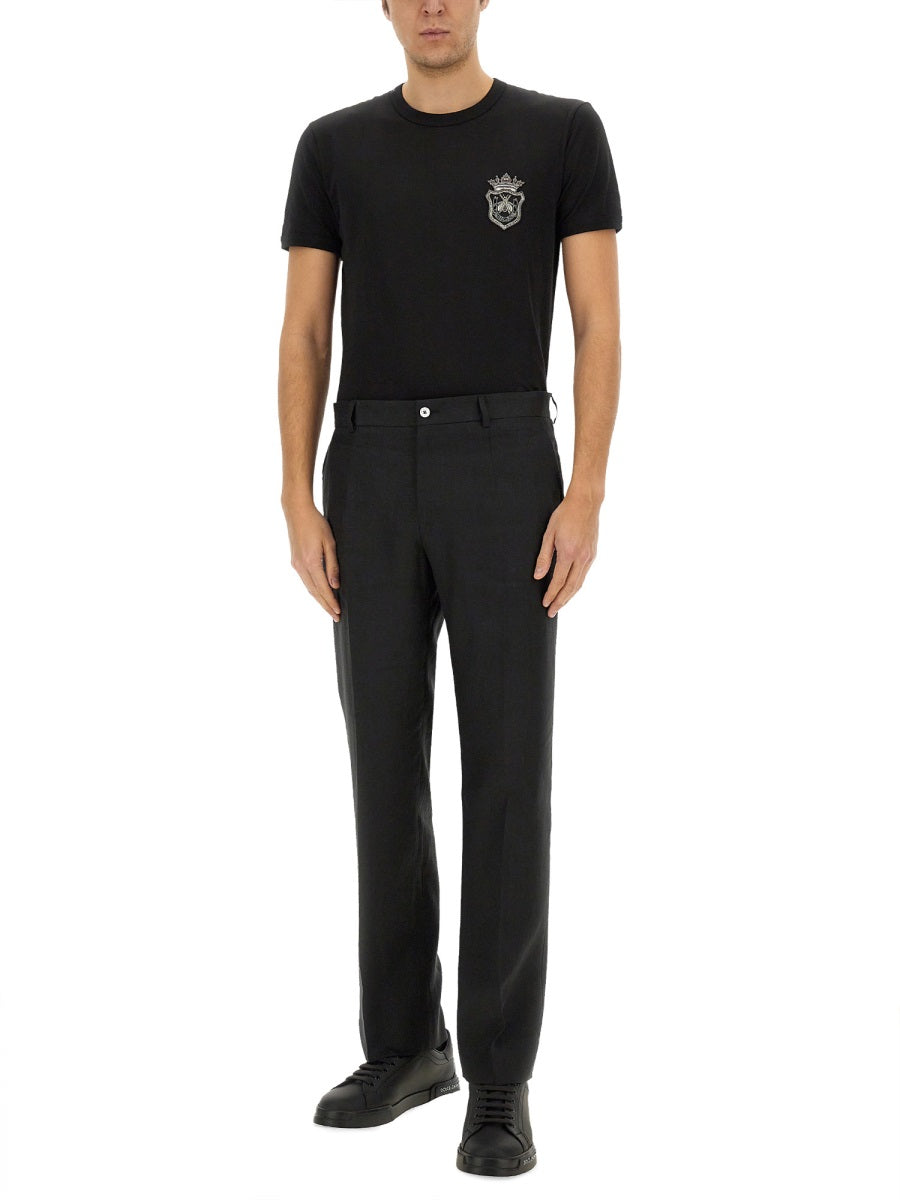 DOLCE & GABBANA Stretch Linen Tailored Pants - Regular Fit (M)