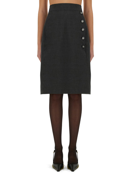 DOLCE & GABBANA Wool Midi Skirt - Size 40