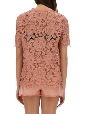 DOLCE & GABBANA Lace Top with Cordonetto Detail - Size 40 IT