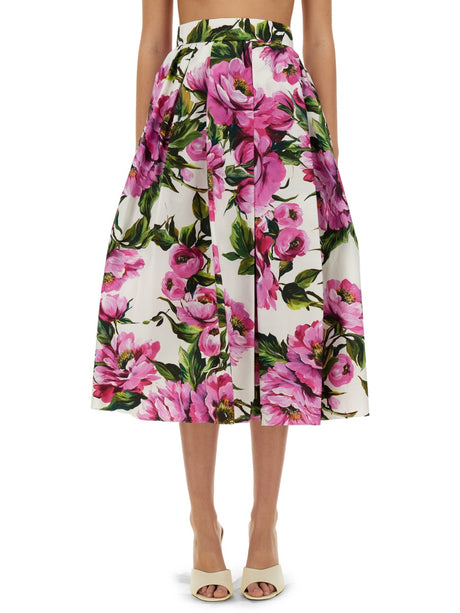 DOLCE & GABBANA Peony Print Long Skirt