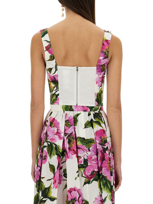 DOLCE & GABBANA Peony Print Bustier Top Size 40 IT