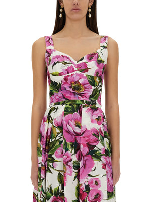 DOLCE & GABBANA Peony Print Bustier Top Size 40 IT