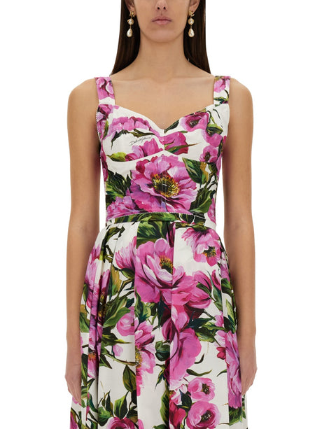 DOLCE & GABBANA Peony Print Bustier Top Size 40 IT