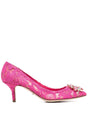 DOLCE & GABBANA Lace Rainbow Pumps with Brooch Detail, 6 cm Heel