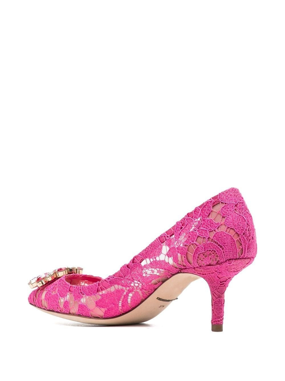 DOLCE & GABBANA Lace Rainbow Pumps with Brooch Detail, 6 cm Heel