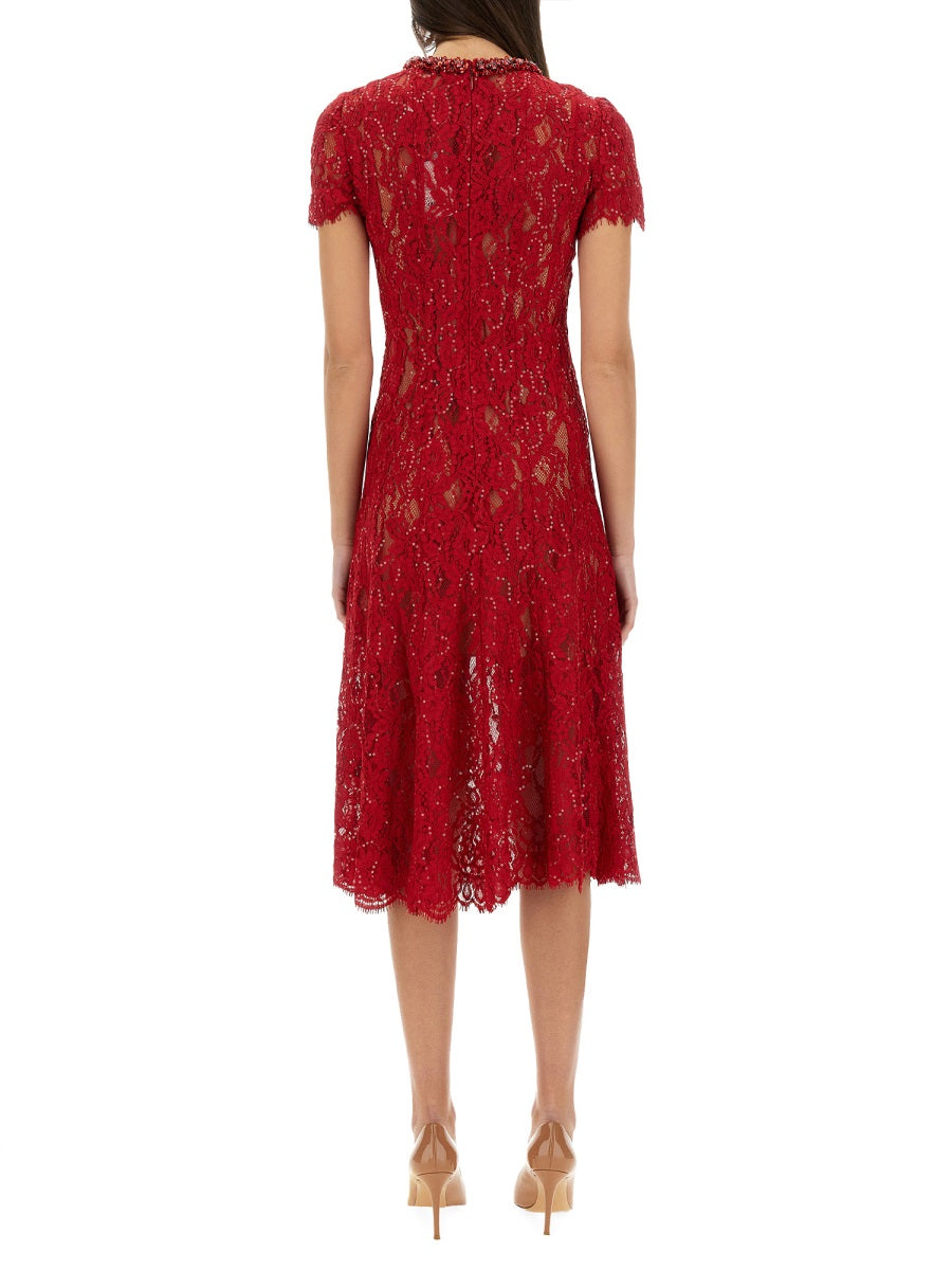 SELF-PORTRAIT Lace Midi Dress with Sequins - Size 6 UK