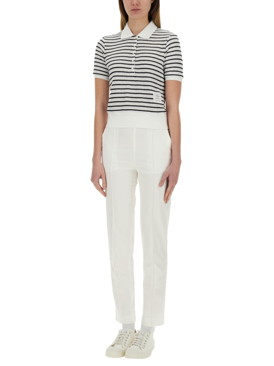 THOM BROWNE Cotton Blend Polo Shirt for Her - SS25