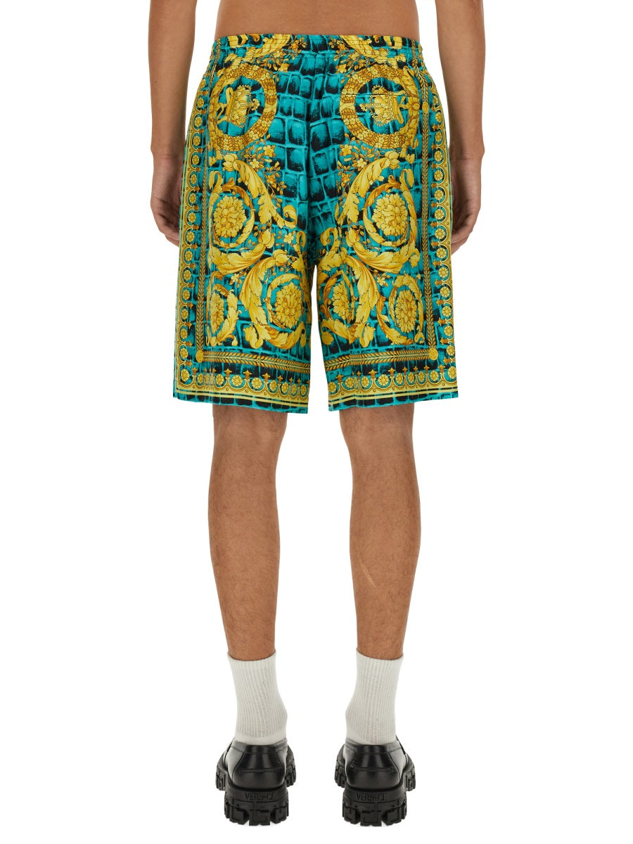 VERSACE Silk Mini Bermuda Shorts - Size 48 IT