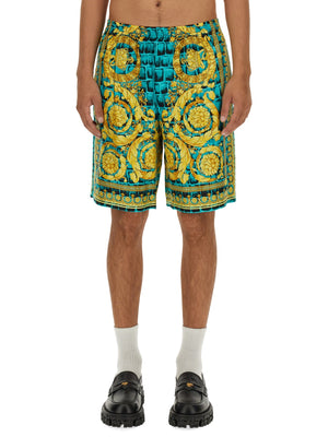 VERSACE Silk Mini Bermuda Shorts - Size 48 IT