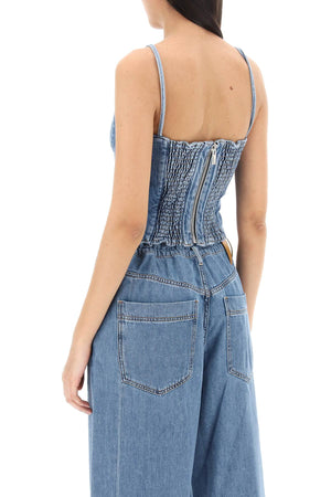 MAGDA BUTRYM Cropped Denim Bustier Top