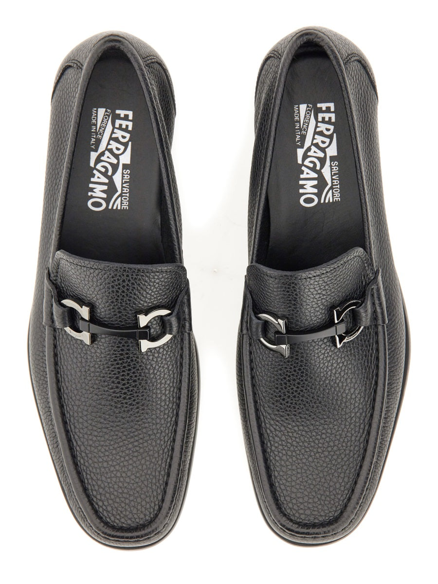 Ferragamo Men's Leather Loafers with Gancini Detail - 2 CM