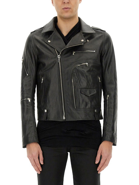 RICK OWENS Leather Jacket with Cotton and Cupro Lining - SS25