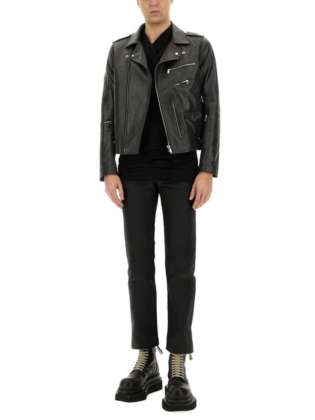 RICK OWENS Leather Jacket with Cotton and Cupro Lining - SS25